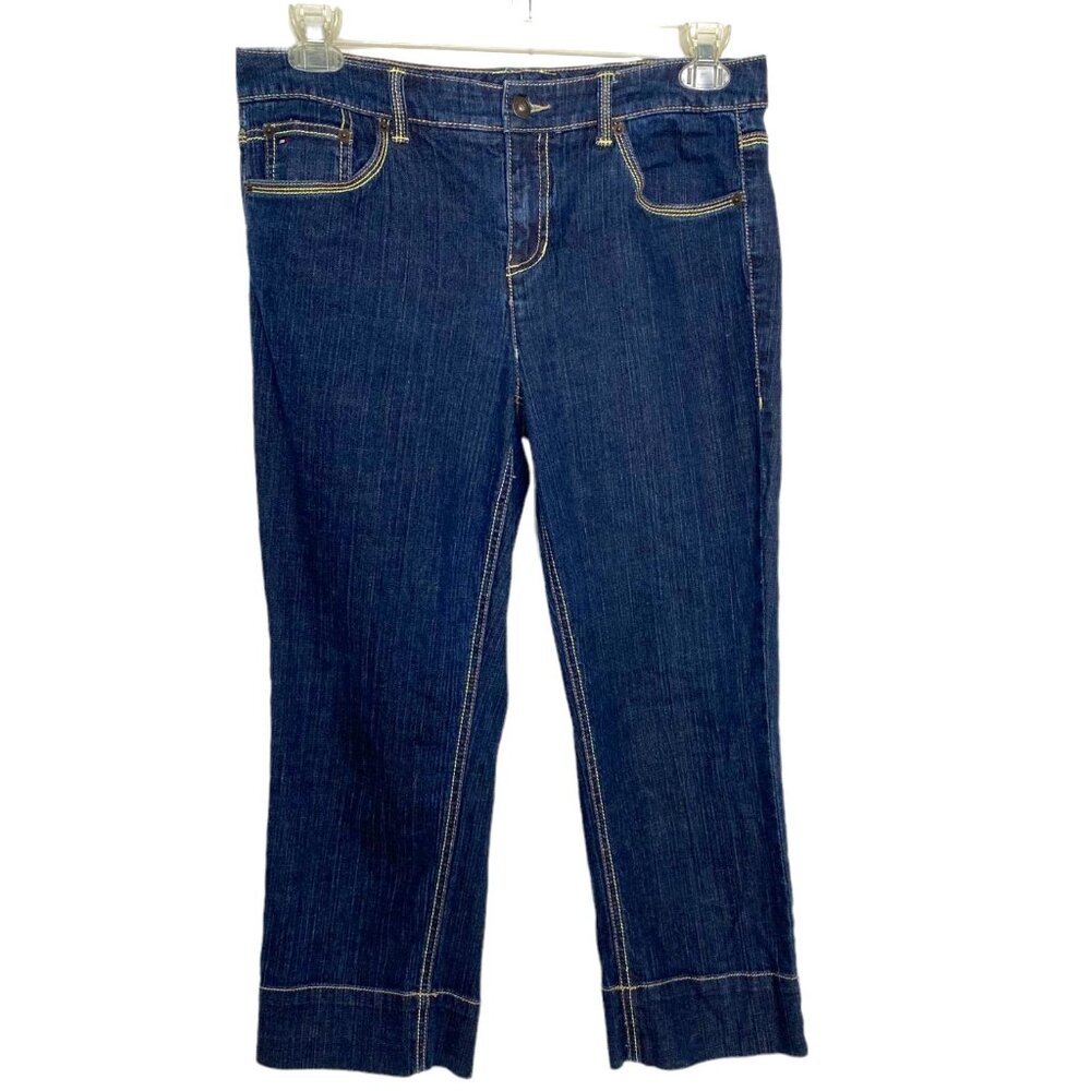 Tommy Hilfiger Womens Dark Wash "American Hope" Classic Rise Crop Jeans Size 10